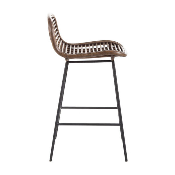 Jake Matte Gray and Rattan 25-Inch Counter Stool, image 3