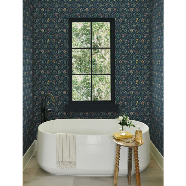 Rifle Paper Co. Navy Hawthorne Wallpaper, image 1