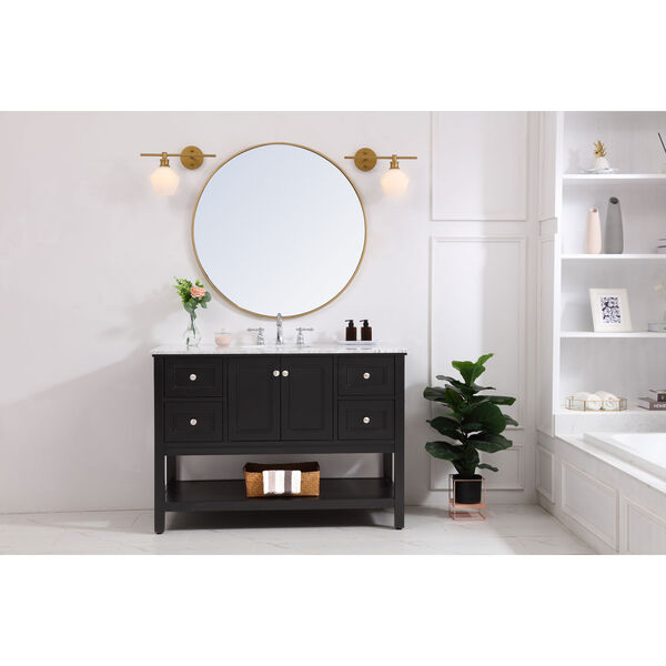 Gene Brass 15-Inch One-Light Bath Vanity with Frosted White Glass, image 2