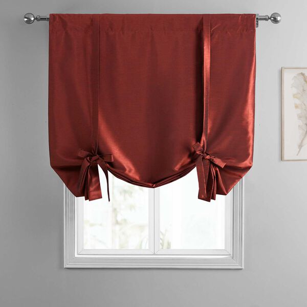 Vintage Textured Faux Dupioni Silk Tie-Up Window Shade Single Panel, image 3