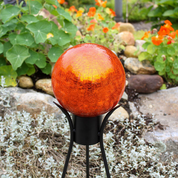 Mandarin Crackle Glass Gazing Globe with Stand, image 3