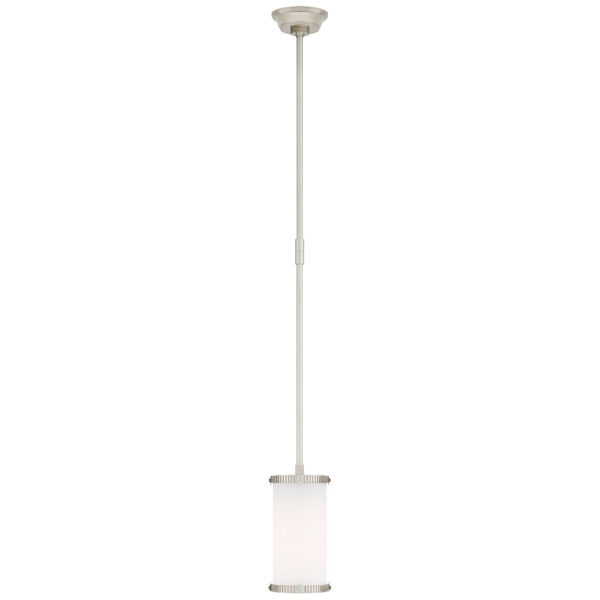 Calliope Mini Pendant in Polished Nickel with White Glass by Thomas O'Brien, image 1