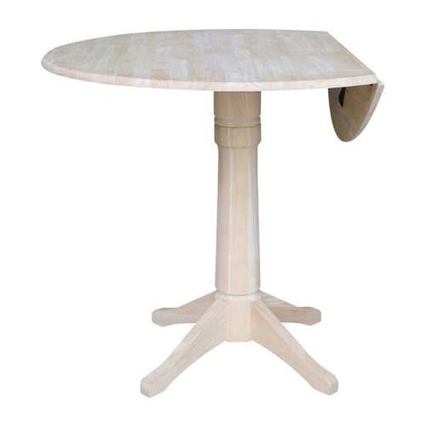 Gray and Beige 36-Inch High Round Dual Drop Leaf Pedestal Table, image 2