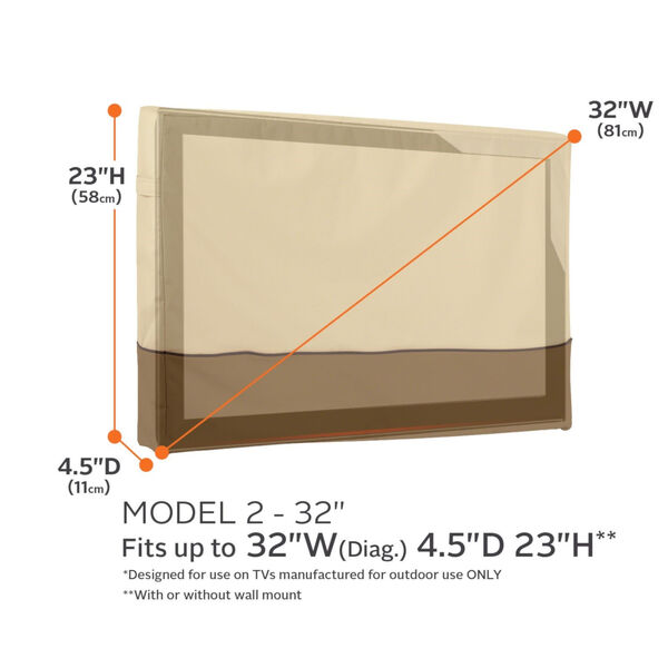 Ash Beige and Brown 32-Inch Outdoor TV Cover, image 4