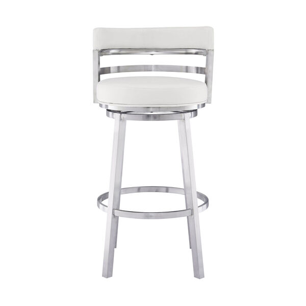 Madrid White and Stainless Steel 26-Inch Counter Stool, image 2
