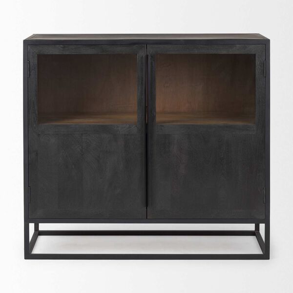 Sloan Black and Brown Metal Frame Accent Cabinet, image 2