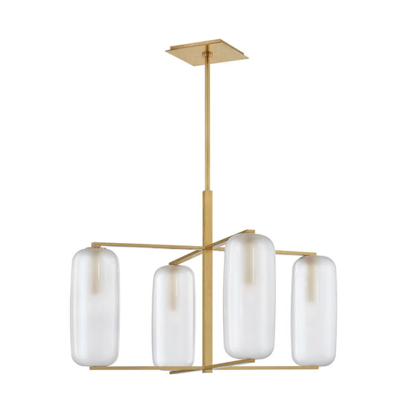 Pebble Aged Brass Four-Light Chandelier, image 1