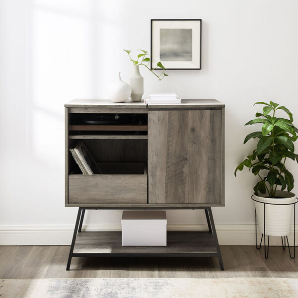 Bonnie Gray and Black Record Player Accent Cabinet, image 2