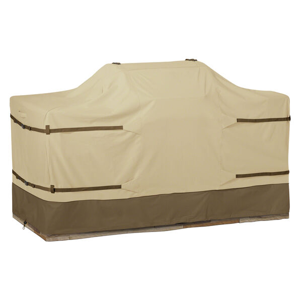 Ash Beige and Brown BBQ Grill Cover for 86-Inch Island with Center Grill Head, image 1