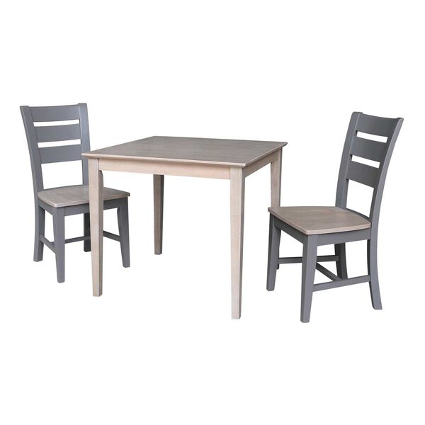 Washed Gray Clay Taupe 36 x 36 Inch Dining Table with Two Chairs, image 1