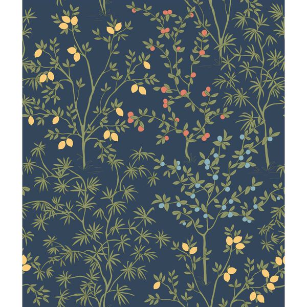 Lemon Grove Navy Peel and Stick Wallpaper, image 2