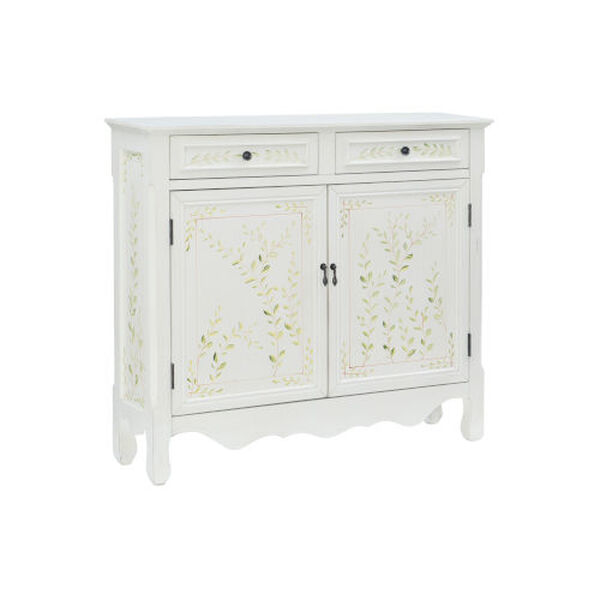 White Hand Painted Two-Door Console, image 1