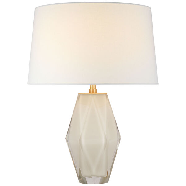 Palacios Medium Table Lamp in White Glass with Linen Shade by Chapman  and  Myers, image 1