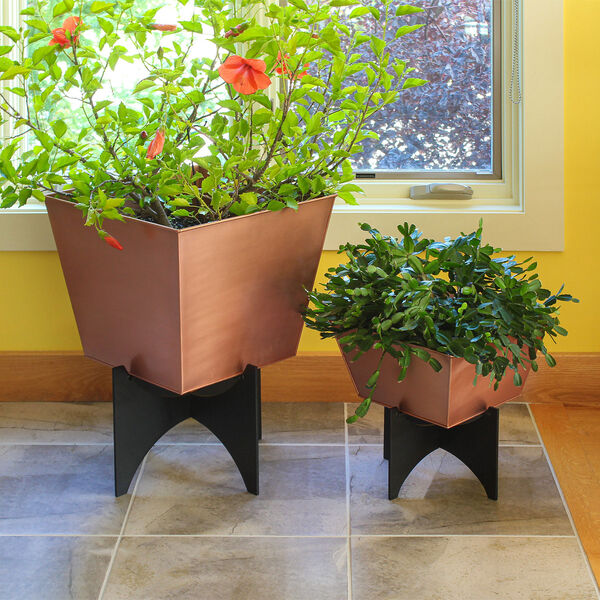 Zaha I Copper Plated Planter with Flower Box, image 11