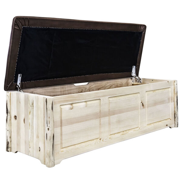 Montana Natural Large Blanket Chest with Saddle Upholstery, image 4