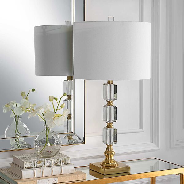 Uptown Brass Stacked Crystal One-Light Table Lamp, image 4