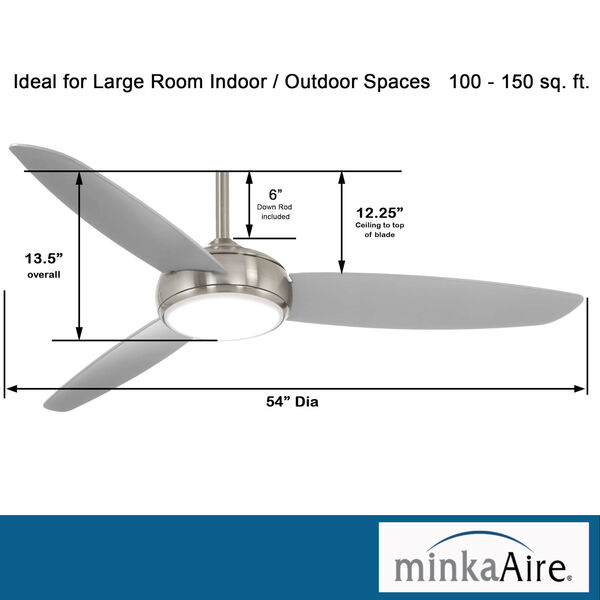 Concept IV Brushed Nickel 54-Inch LED Smart Ceiling Fan, image 4