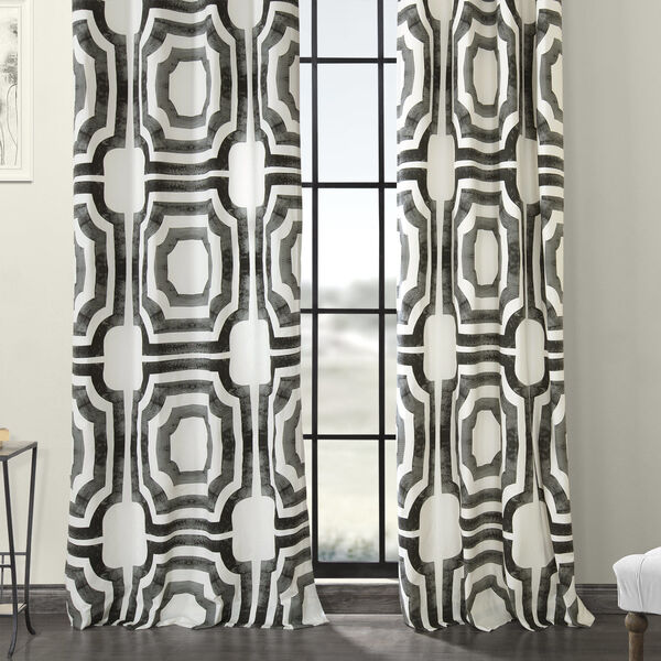 Steel Grommet Printed Cotton Curtain Single Panel, image 4