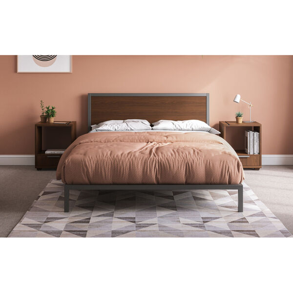 Merge Brown Queen Bed with Nightstand, Three-Piece, image 1
