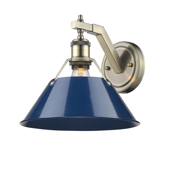 Orwell Aged Brass One-Light Wall Sconce with Navy Blue Shade, image 2