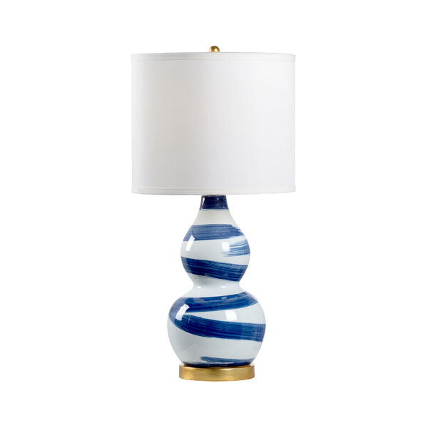 Blue and White One-Light Essex Lamp, image 1