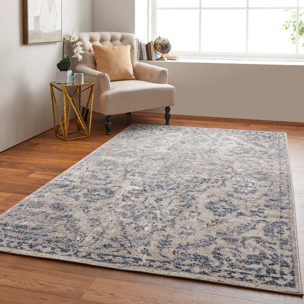 Camellia Blue Gray Ivory Rectangular 4 Ft. 3 In. x 6 Ft. 3 In. Area Rug, image 4