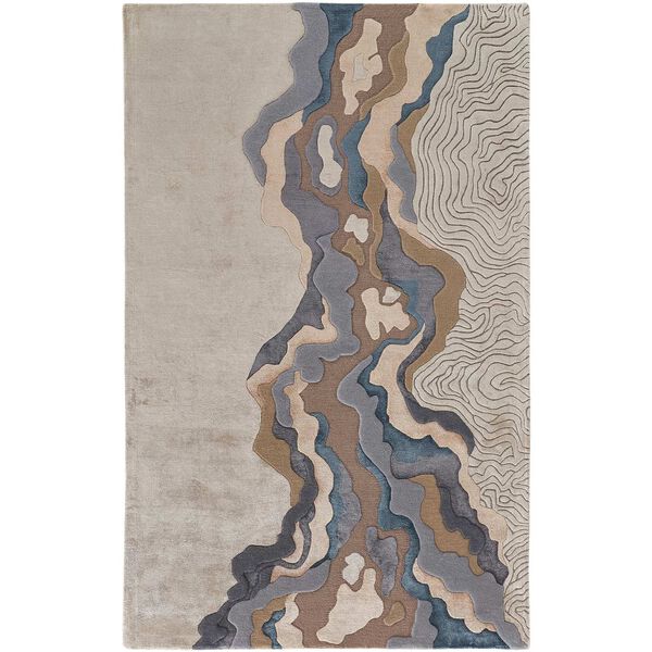 Serrano Abstract Tan Brown Blue Rectangular 3 Ft. 6 In. x 5 Ft. 6 In. Area Rug, image 1