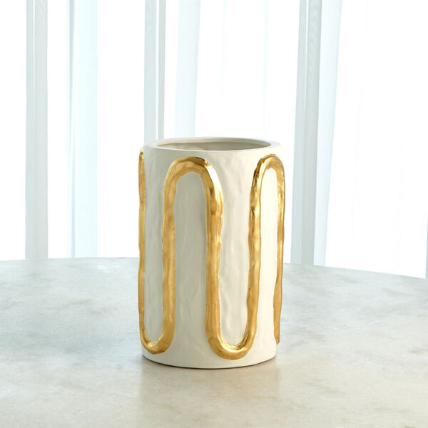 White and Gold Serpentine Small Vase, image 3