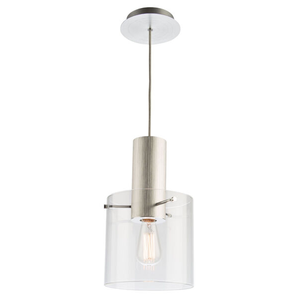 Henley Brushed Aluminium One-Light Pendant with Clear Glass, image 2