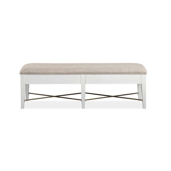 Heron Cove Aged Pewter Wood Bench with Upholstered Seat, image 1