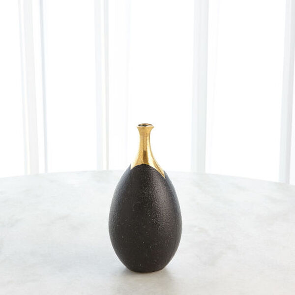 Black and Gold Small Crackle Vase, image 1