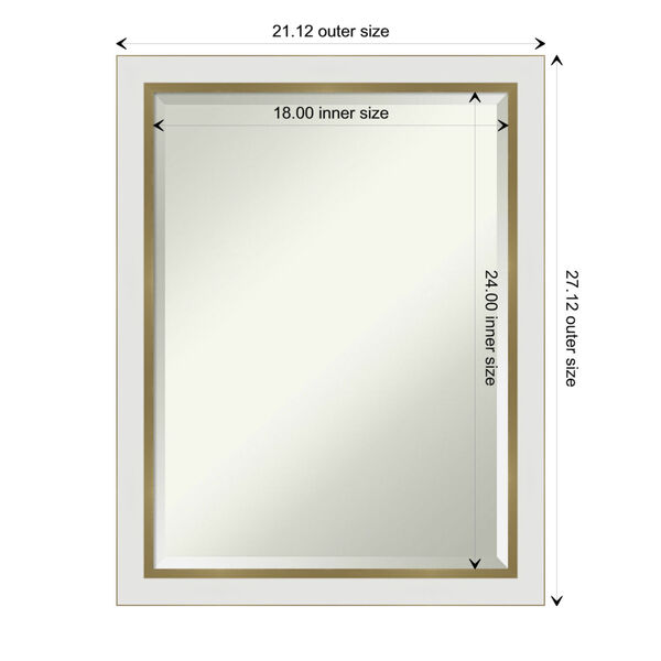 Eva White and Gold 21W X 27H-Inch Bathroom Vanity Wall Mirror, image 6