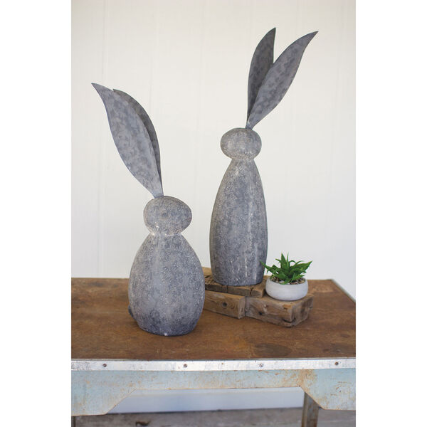 Faux Stone Rabbit With Tall Metal Ears - Short, image 1