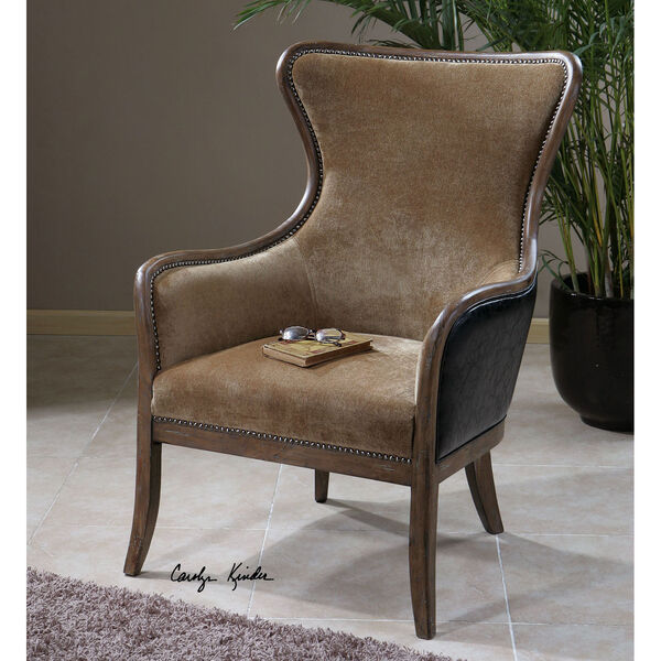 Snowden Weathered Pine 41-Inch Wing Chair, image 2