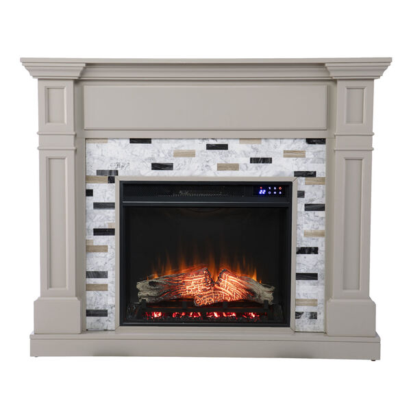 Birkover Multi-Color Electric Fireplace with Marble Surround, image 2