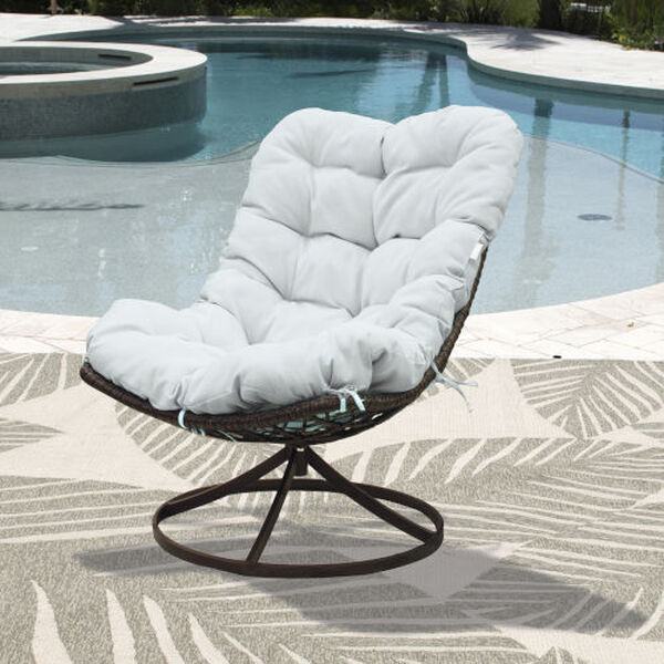 Brown Outdoor Swivel Chair with Cushion, image 1