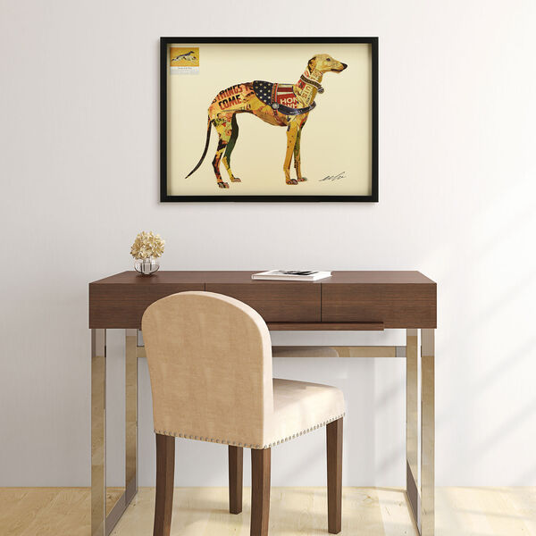 Black Framed Greyhound Dimensional Collage Graphic Glass Wall Art, image 4