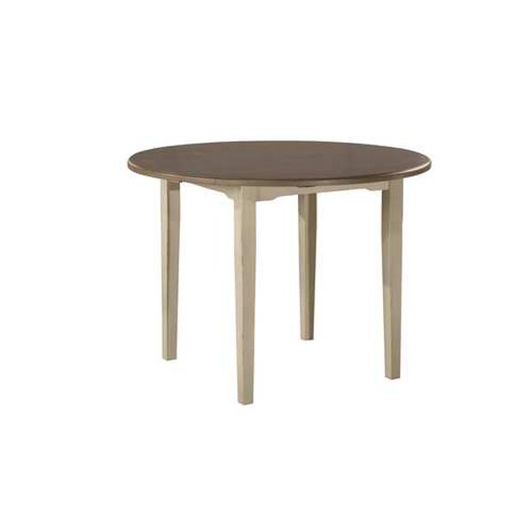 Clarion Sea White Wood Round Drop Leaf Dining Table, image 1