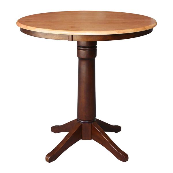 Cinnamon and Espresso Round Pedestal Base Counter Height Table, image 1