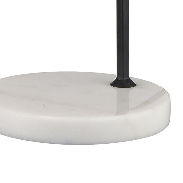 Banded Shade Matte Black and White Marble One-Light Table Lamp, image 4