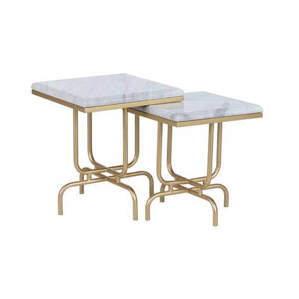Stand By Me Natural White and Gold Nesting Table, Set of 2, image 1