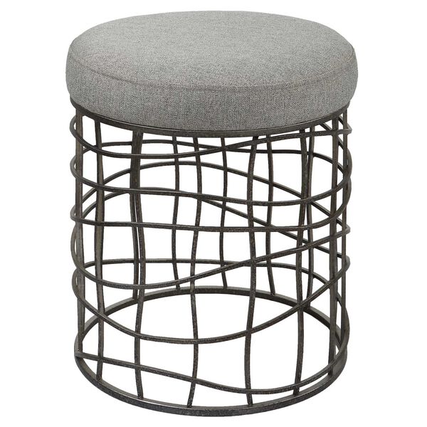 Carnival Burnished Silver and Gray Iron Round Accent Stool, image 1