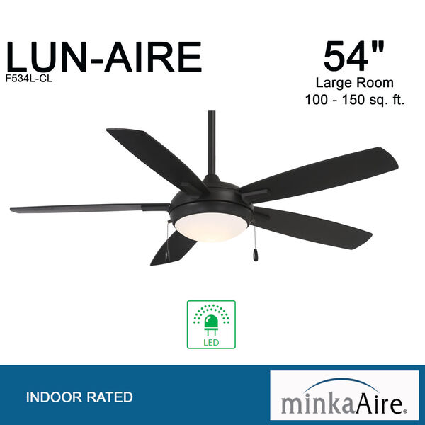 Lun-Aire Coal 54-Inch Ceiling Fan with LED Light Kit, image 5