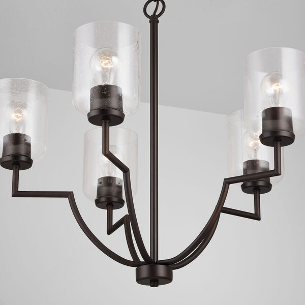 HomePlace Carter Bronze Five-Light Chandelier with Clear Seeded Glass, image 3