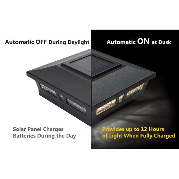 Black Aluminum Oxford 6X6 LED Solar Powered Post Cap, image 4
