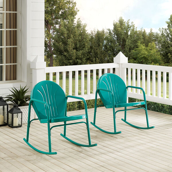 Griffith Turquoise Gloss Outdoor Rocking Chairs, Set of Two, image 6