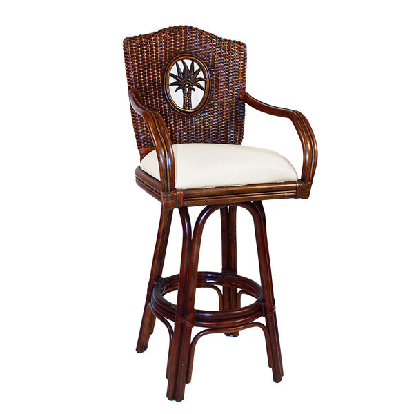 Lucaya Swivel Rattan and Wicker 24-Inch Counter stool, image 1