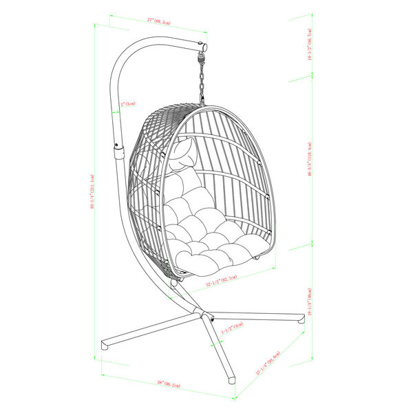 Gray Outdoor Swing Egg Chair with Stand, image 6