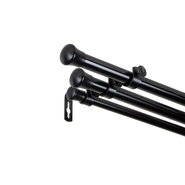 Black 28-48 Inches Triple Curtain Rod, image 1