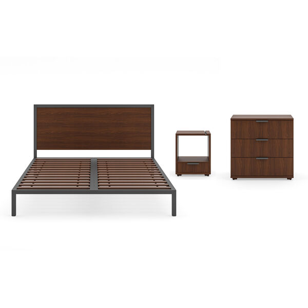 Merge Brown Queen Bed with Nightstand and Chest, Three-Piece, image 2